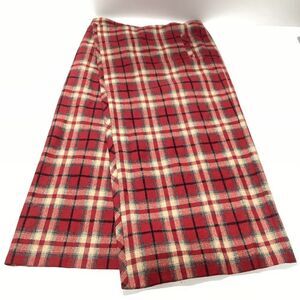Eddie Bauer Wool Plaid Wrap Skirt Size 6 Tall